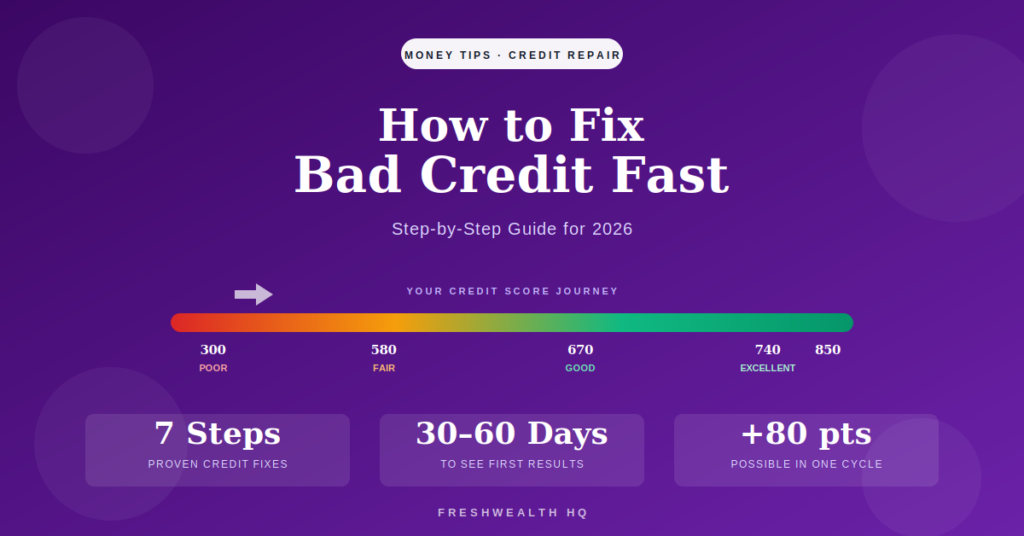 How to fix bad credit fast step by step guide for 2026 with score improvement chart