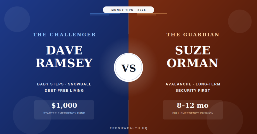 Dave Ramsey vs Suze Orman comparison of financial advice for 2026