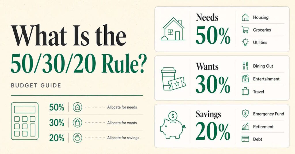 50 30 20 rule budget calculator — needs, wants, savings breakdown