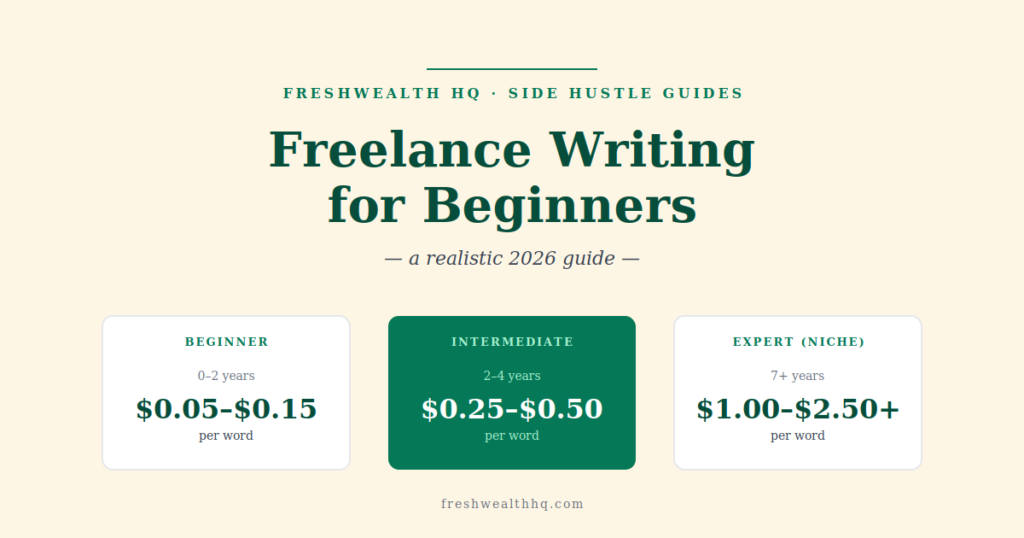 Freelance writing for beginners in 2026 with realistic income and niche examples
