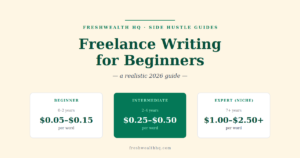Freelance writing for beginners in 2026 with realistic income and niche examples