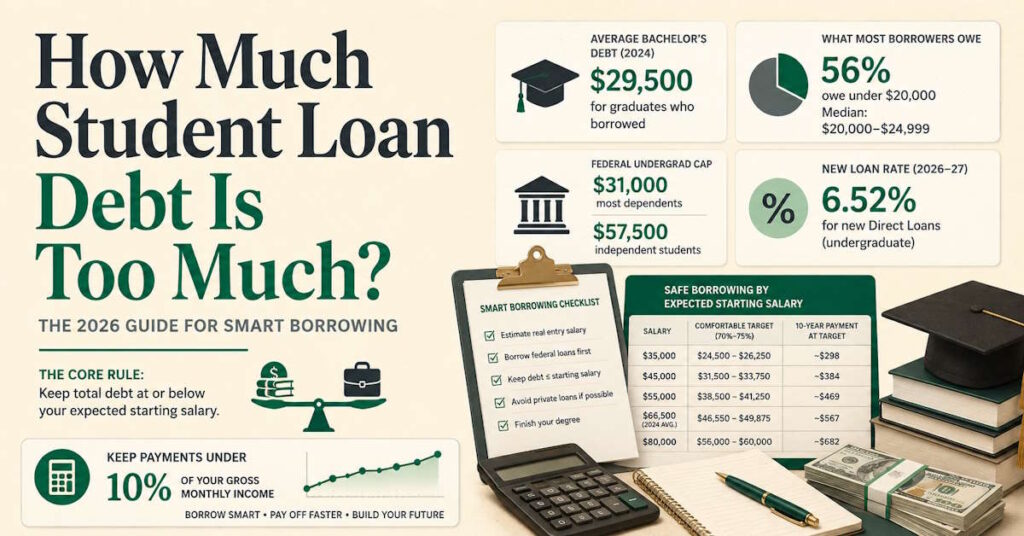 How much student loan debt is too much, comparing total loans to starting salary