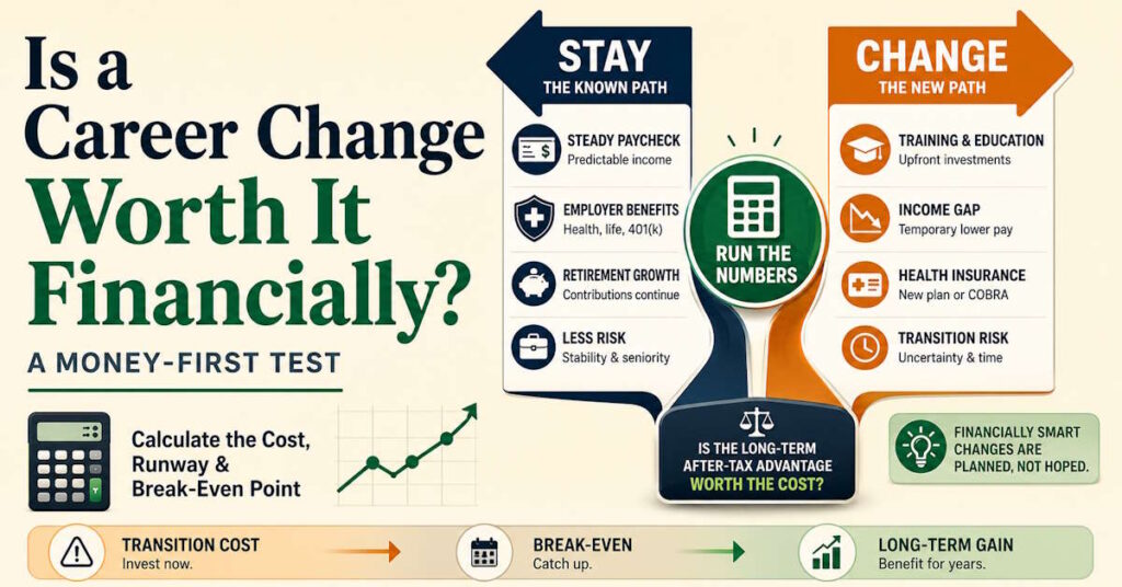 Is a career change worth it financially — comparing transition cost against staying