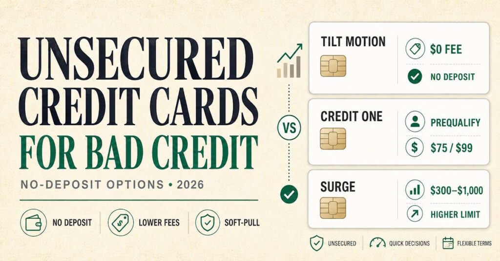 Unsecured credit cards for bad credit - best no-deposit options